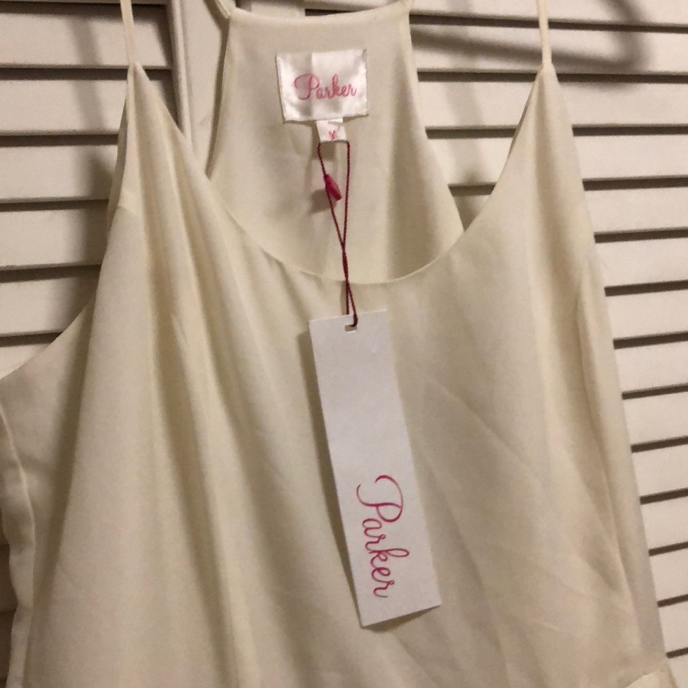 Parker NWT ivory pleated embroidered detail dress - Picture 2 of 6